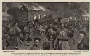 La révolte des boxeurs en Mandchourie, destruction de la gare - Percy F.S. Spence